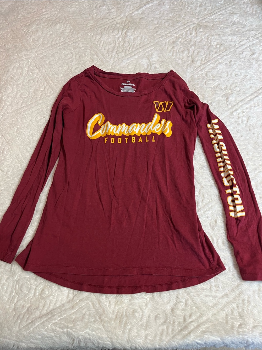 Fanatics Maroon Washington Commanders Long-Sleeve Tee with Yellow Print
